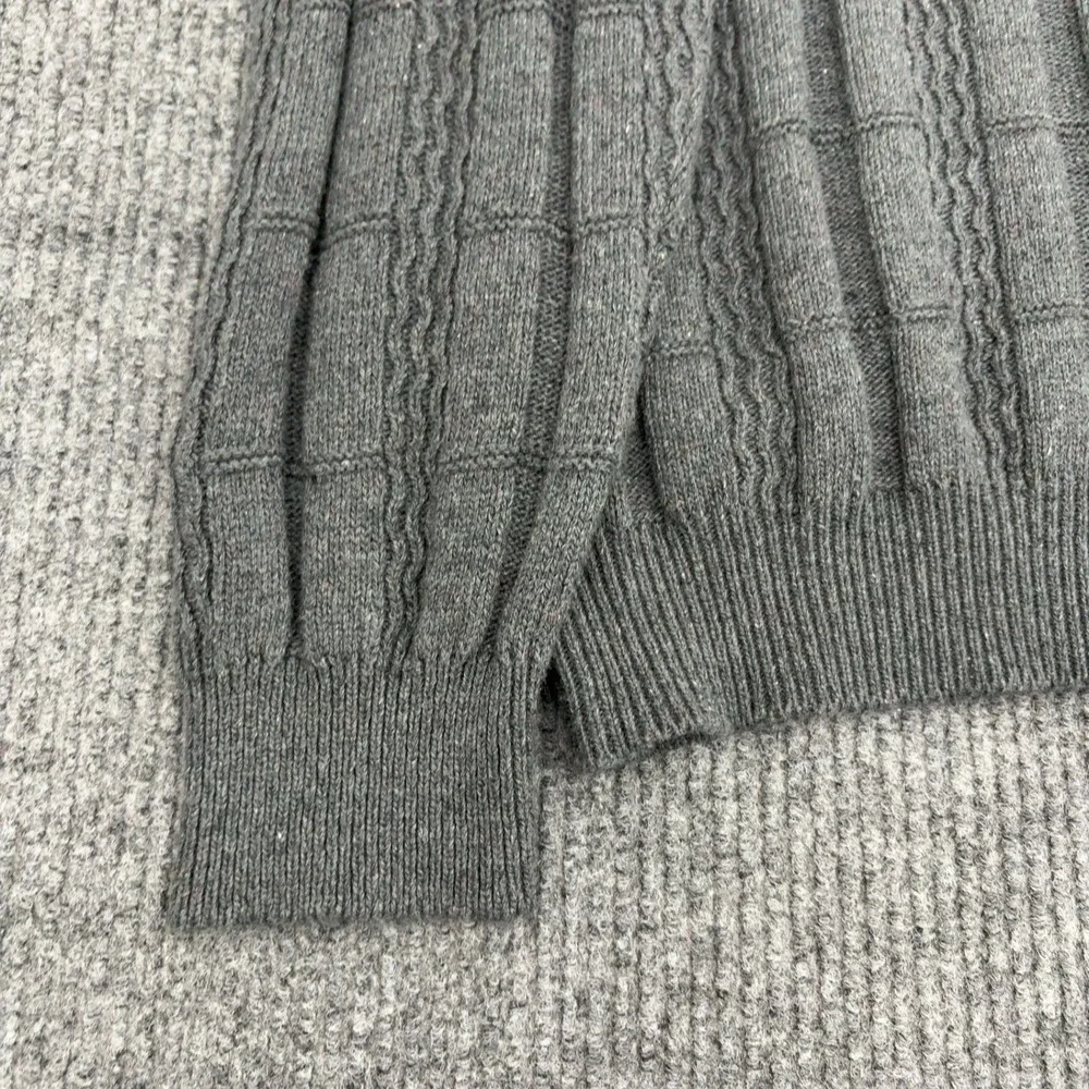Oscar de la Renta Sweater Mens XL Grey Cotton Blend Knit Textured Vintage Style